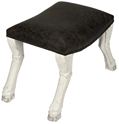 Noir Claw Leg Saddle Stool in White Weathered GSTOOL113WW