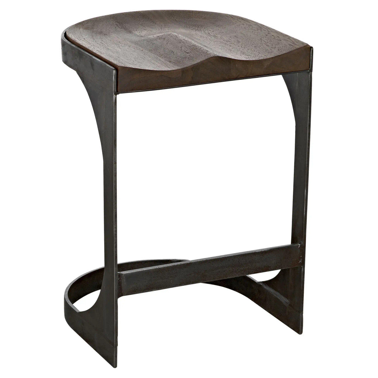 Noir Baxter Counter Stool in Dark Walnut with Matte Black Legs GSTOOL130MTS