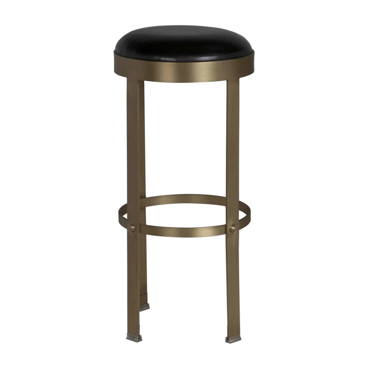 Noir Prince Stool with Leather in Antique Brass GSTOOL146MB-L