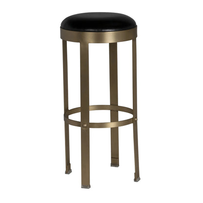 Noir Prince Stool with Leather in Antique Brass GSTOOL146MB-L