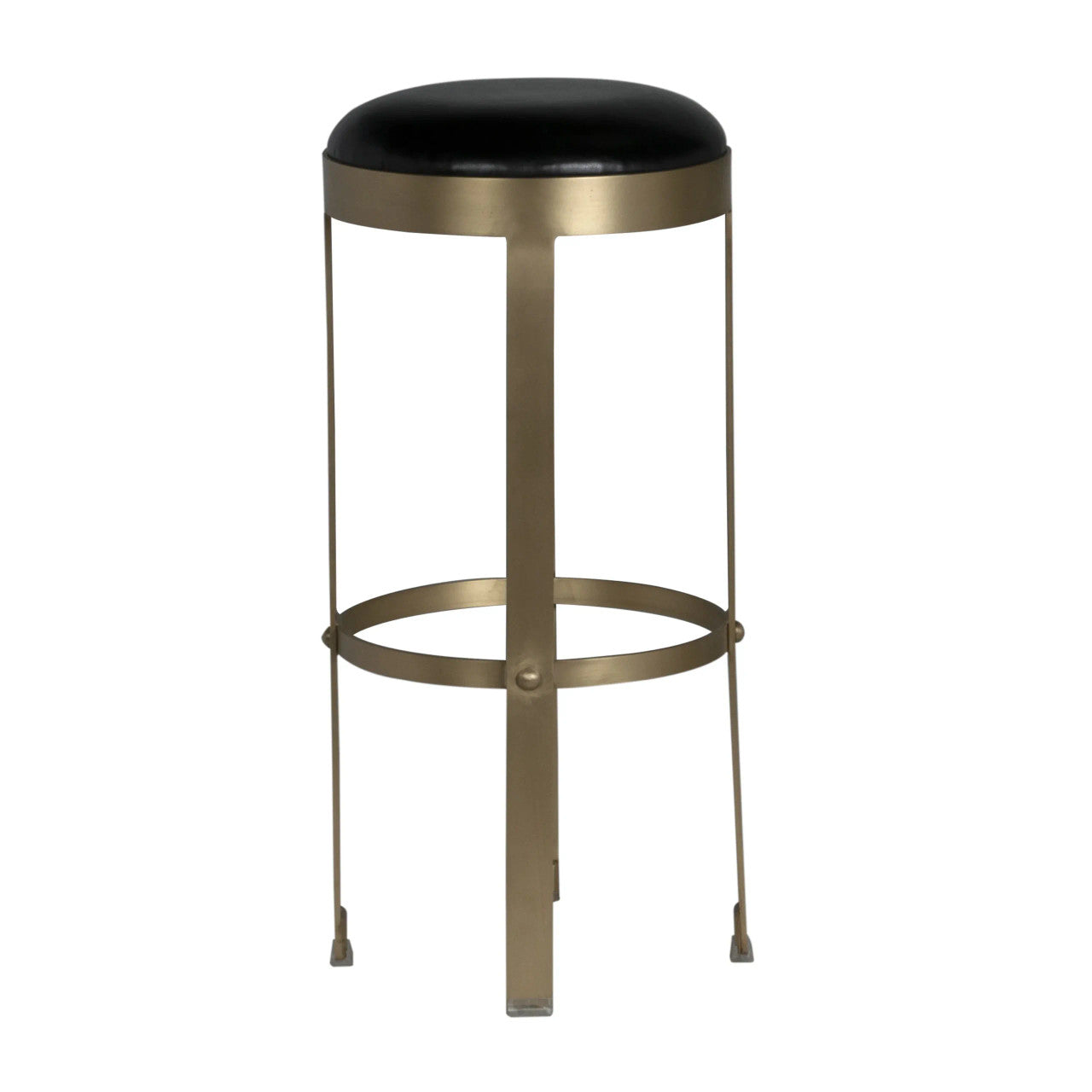 Noir Prince Stool with Leather in Antique Brass GSTOOL146MB-L