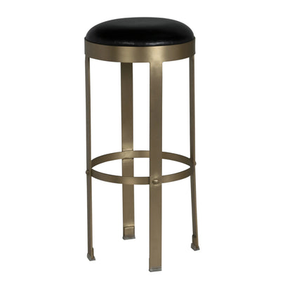 Noir Prince Stool with Leather in Antique Brass GSTOOL146MB-L