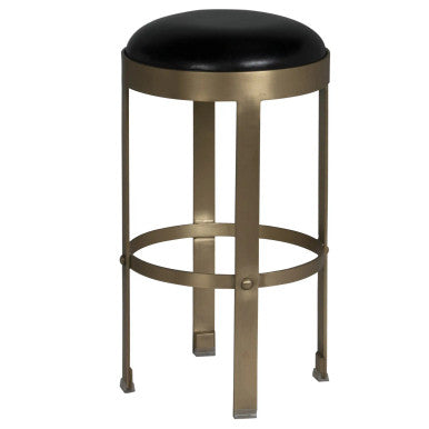 Noir Prince Counter Stool with Leather in Antique Brass GSTOOL146MB-S