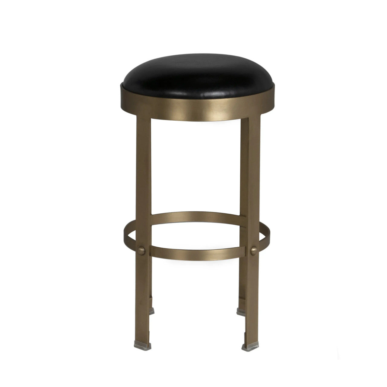 Noir Prince Counter Stool with Leather in Antique Brass GSTOOL146MB-S