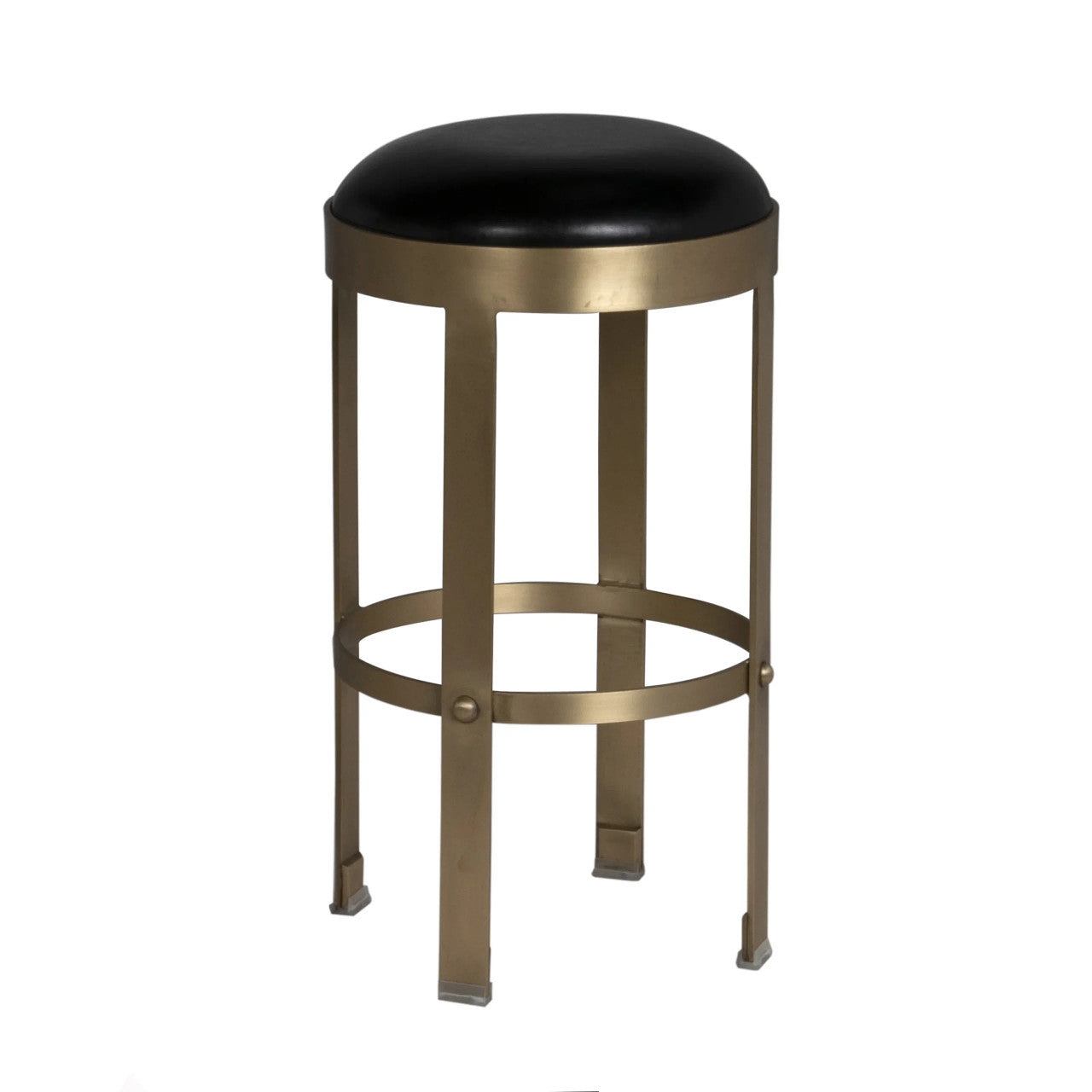 Noir Prince Counter Stool with Leather in Antique Brass GSTOOL146MB-S