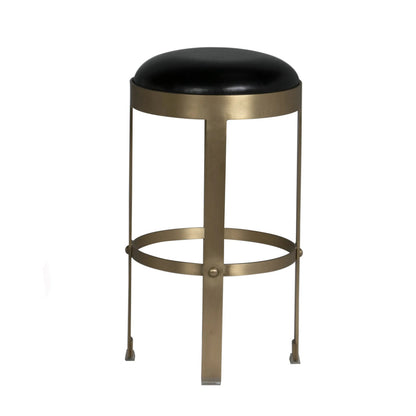 Noir Prince Counter Stool with Leather in Antique Brass GSTOOL146MB-S