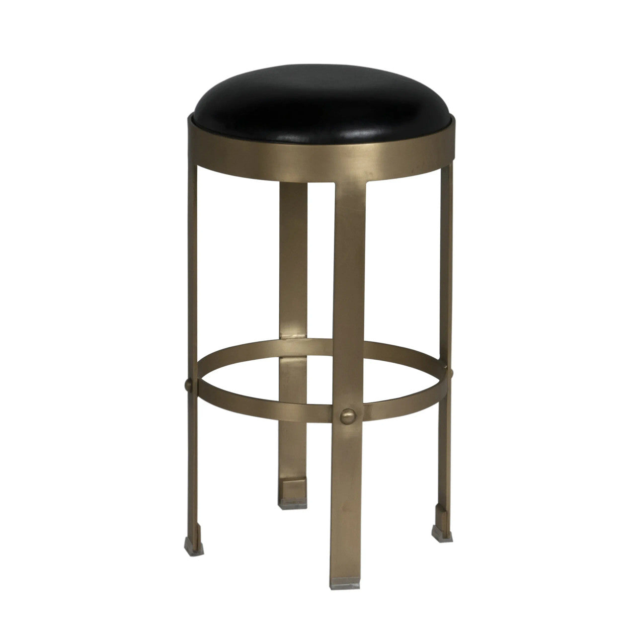 Noir Prince Counter Stool with Leather in Antique Brass GSTOOL146MB-S