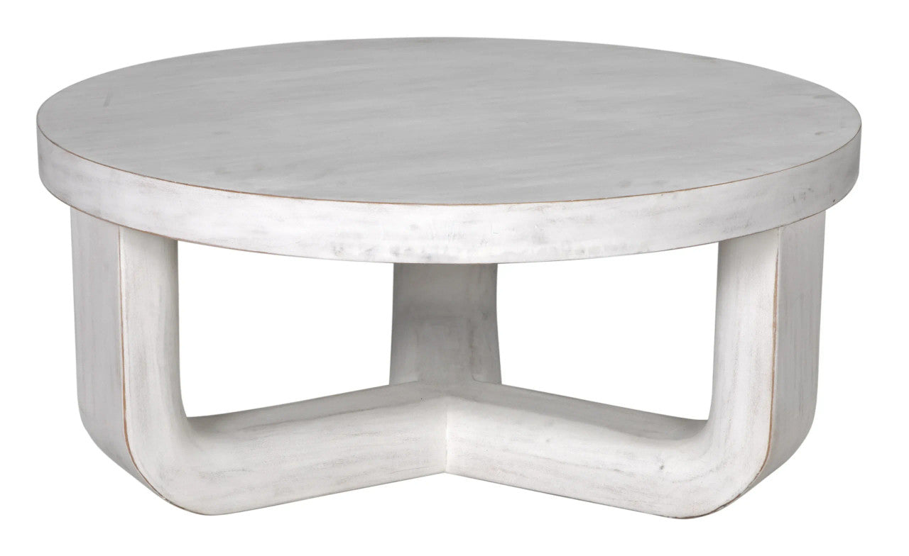 Noir Joel Coffee Table in White Wash GTAB1042WH