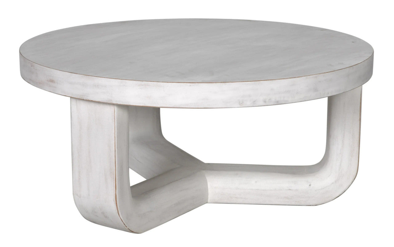 Noir Joel Coffee Table in White Wash GTAB1042WH