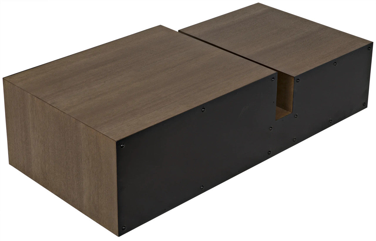 Noir Nido Coffee Table in Dark Walnut and Matte Black GTAB1061MTB