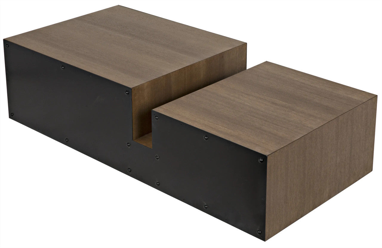 Noir Nido Coffee Table in Dark Walnut and Matte Black GTAB1061MTB