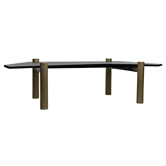 Noir Tabu Coffee Table in Ebony Walnut and Antique Brass GTAB1095MBEB