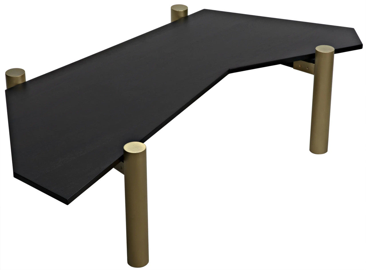 Noir Tabu Coffee Table in Ebony Walnut and Antique Brass GTAB1095MBEB