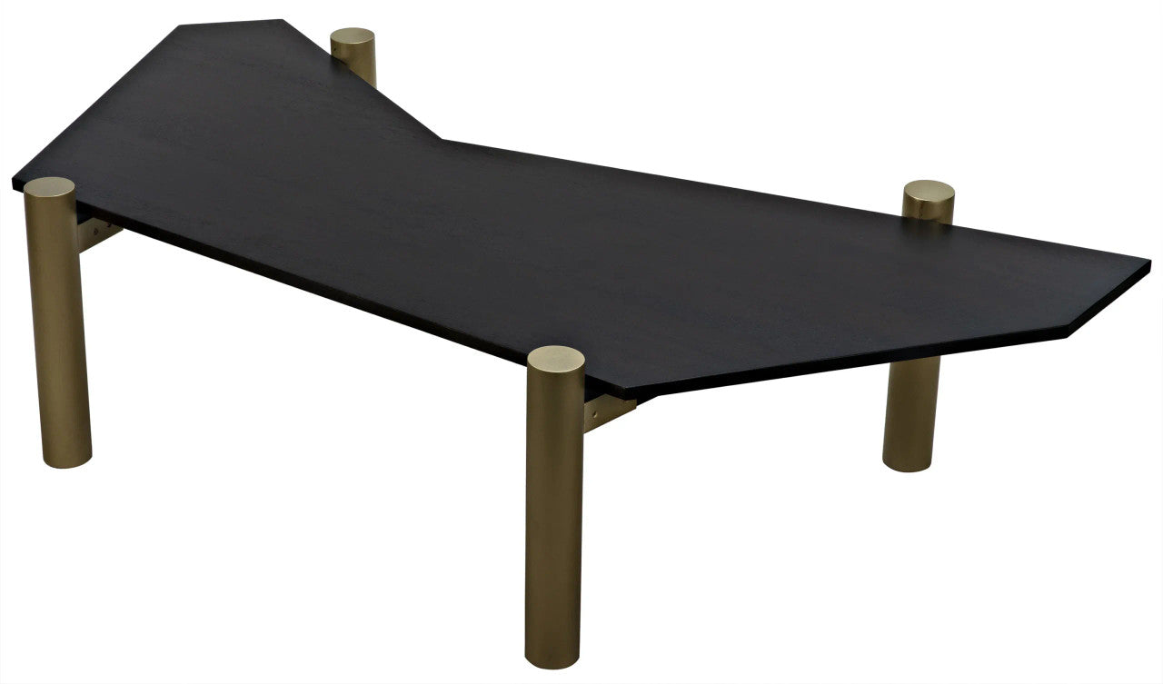 Noir Tabu Coffee Table in Ebony Walnut and Antique Brass GTAB1095MBEB