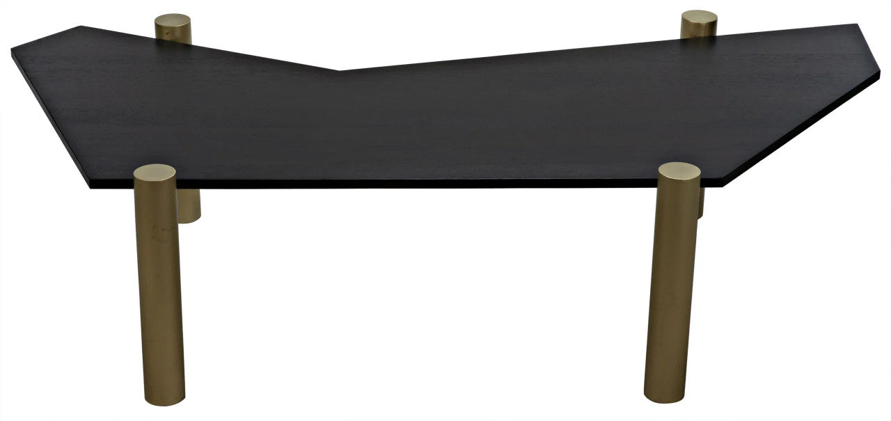 Noir Tabu Coffee Table in Ebony Walnut and Antique Brass GTAB1095MBEB