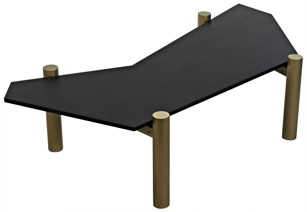 Noir Tabu Coffee Table in Ebony Walnut and Antique Brass GTAB1095MBEB