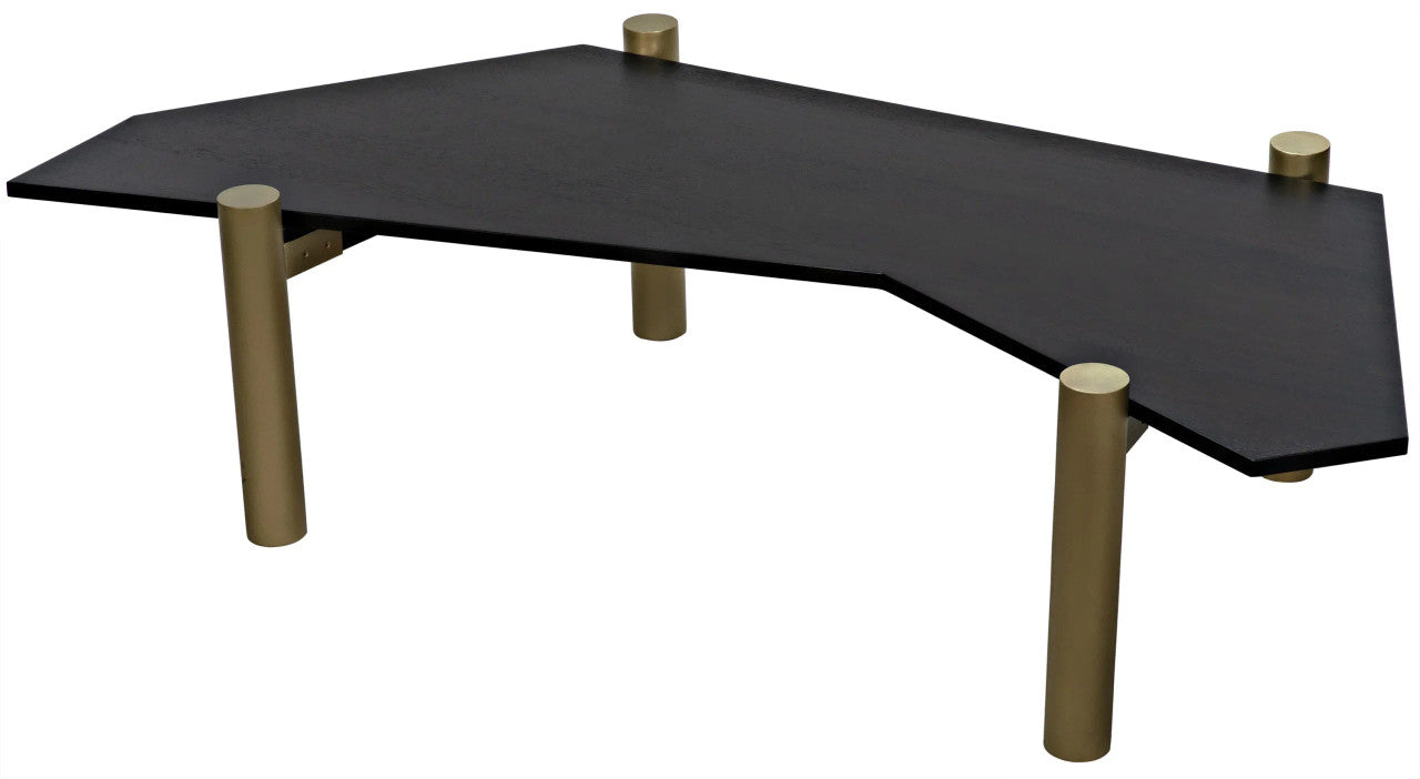 Noir Tabu Coffee Table in Ebony Walnut and Antique Brass GTAB1095MBEB