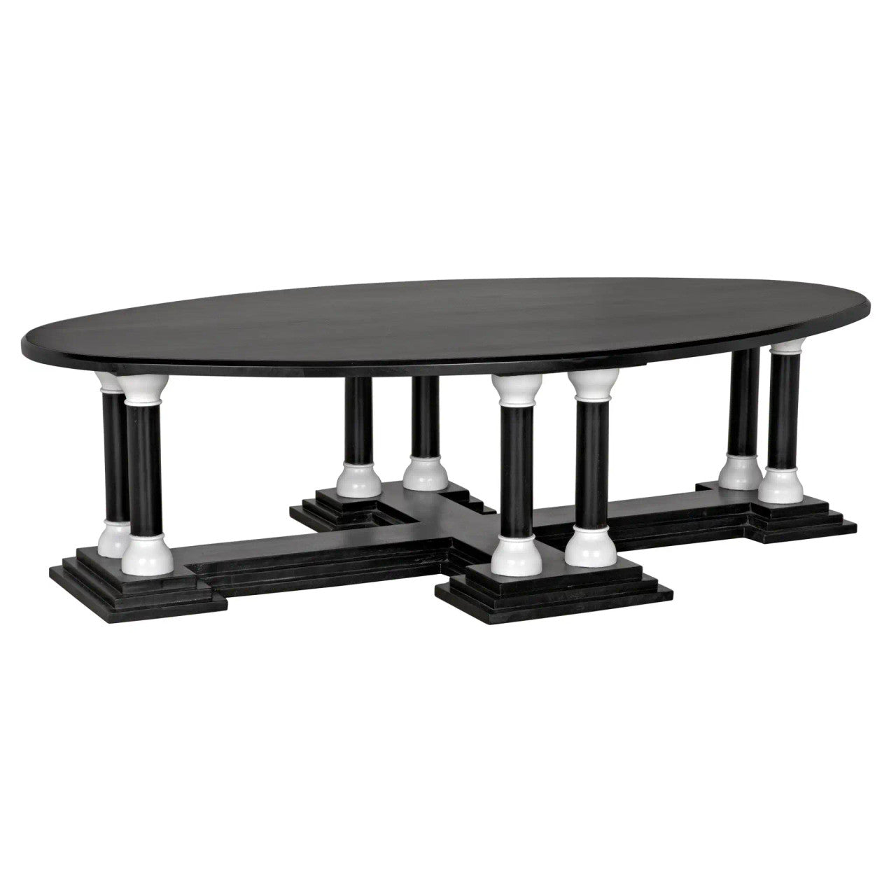 Noir Desoto Coffee Table in Hand Rubbed Black with Solid White Accent GTAB1106HBSW