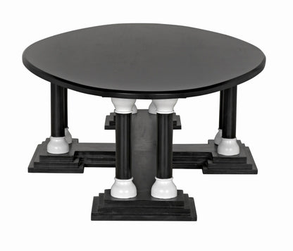 Noir Desoto Coffee Table in Hand Rubbed Black with Solid White Accent GTAB1106HBSW