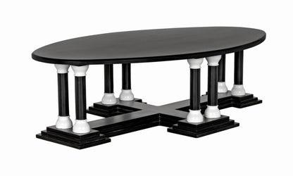 Noir Desoto Coffee Table in Hand Rubbed Black with Solid White Accent GTAB1106HBSW