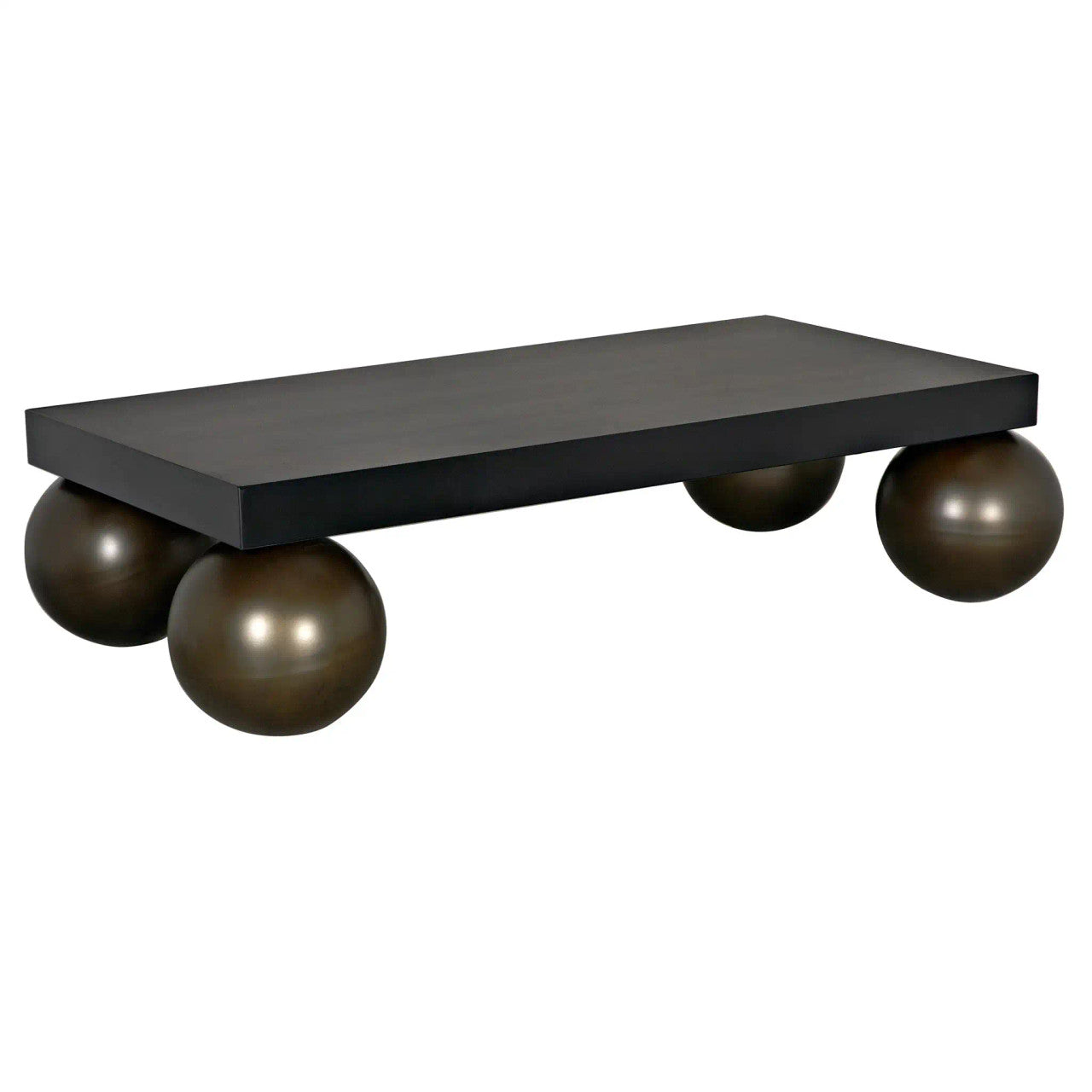 Noir Cosmo Coffee Table in Matte Black with Antique Brass Legs GTAB1109MTBAB