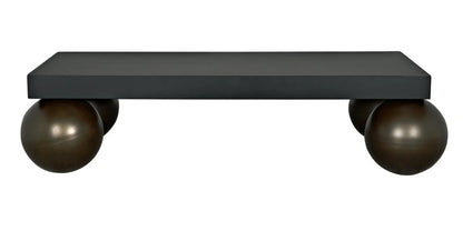 Noir Cosmo Coffee Table in Matte Black with Antique Brass Legs GTAB1109MTBAB