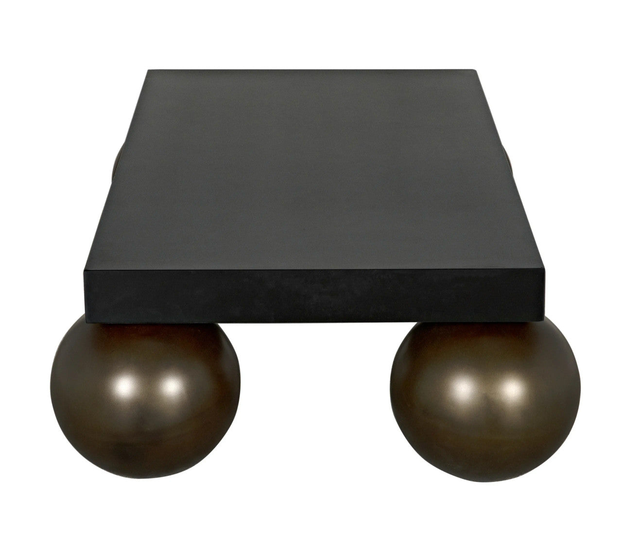 Noir Cosmo Coffee Table in Matte Black with Antique Brass Legs GTAB1109MTBAB