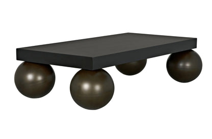 Noir Cosmo Coffee Table in Matte Black with Antique Brass Legs GTAB1109MTBAB