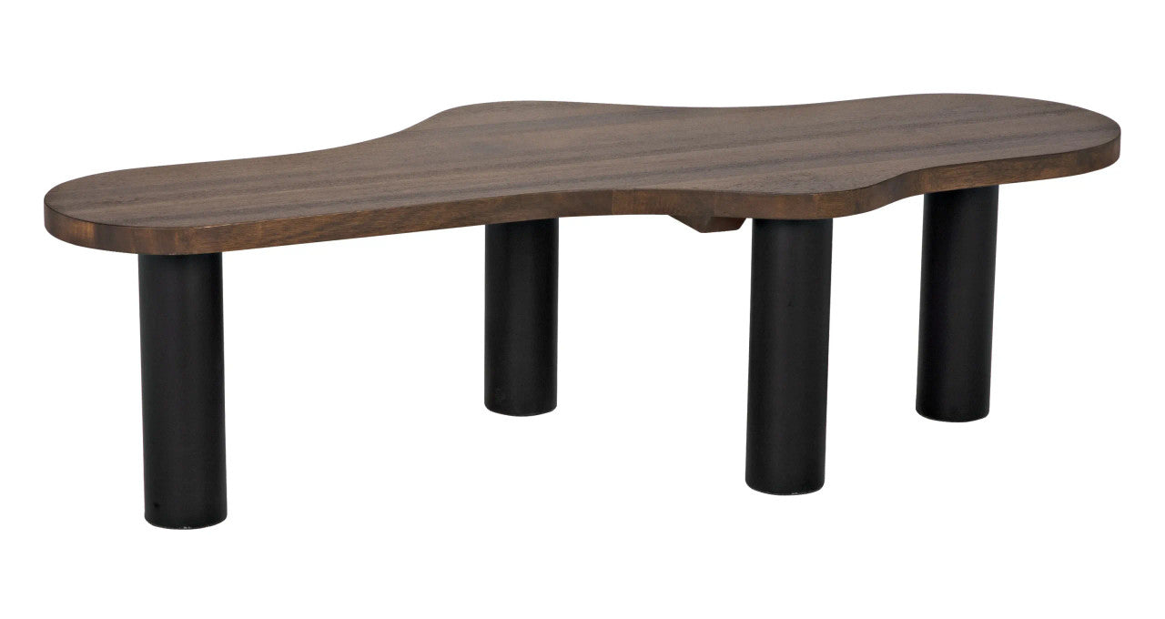 Noir Schulz Coffee Table in Dark Walnut with Matte Black Base GTAB1112DW