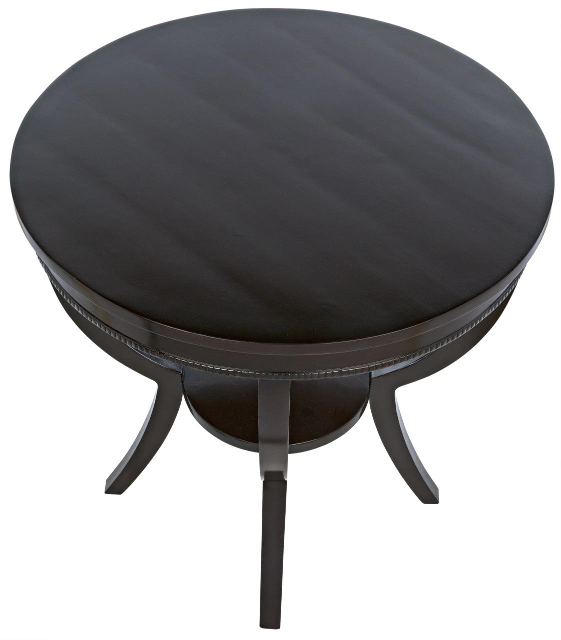 Noir Scheffield Round End Table in Distressed Brown GTAB223D