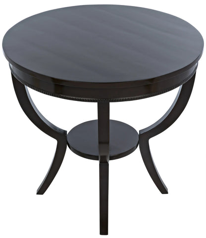 Noir Scheffield Round End Table in Distressed Brown GTAB223D