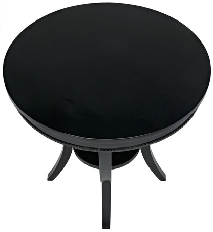 Noir Scheffield Round End Table in Matte Black GTAB223