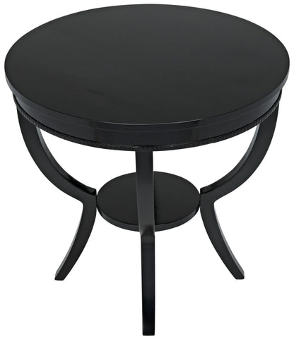 Noir Scheffield Round End Table in Matte Black GTAB223