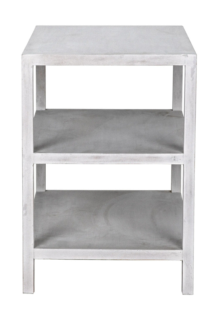 Noir 2 Shelf Side Table in White Wash GTAB235WH