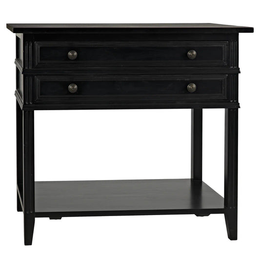 Noir Colonial 2-Drawer Side Table in Distressed Black GTAB237D1