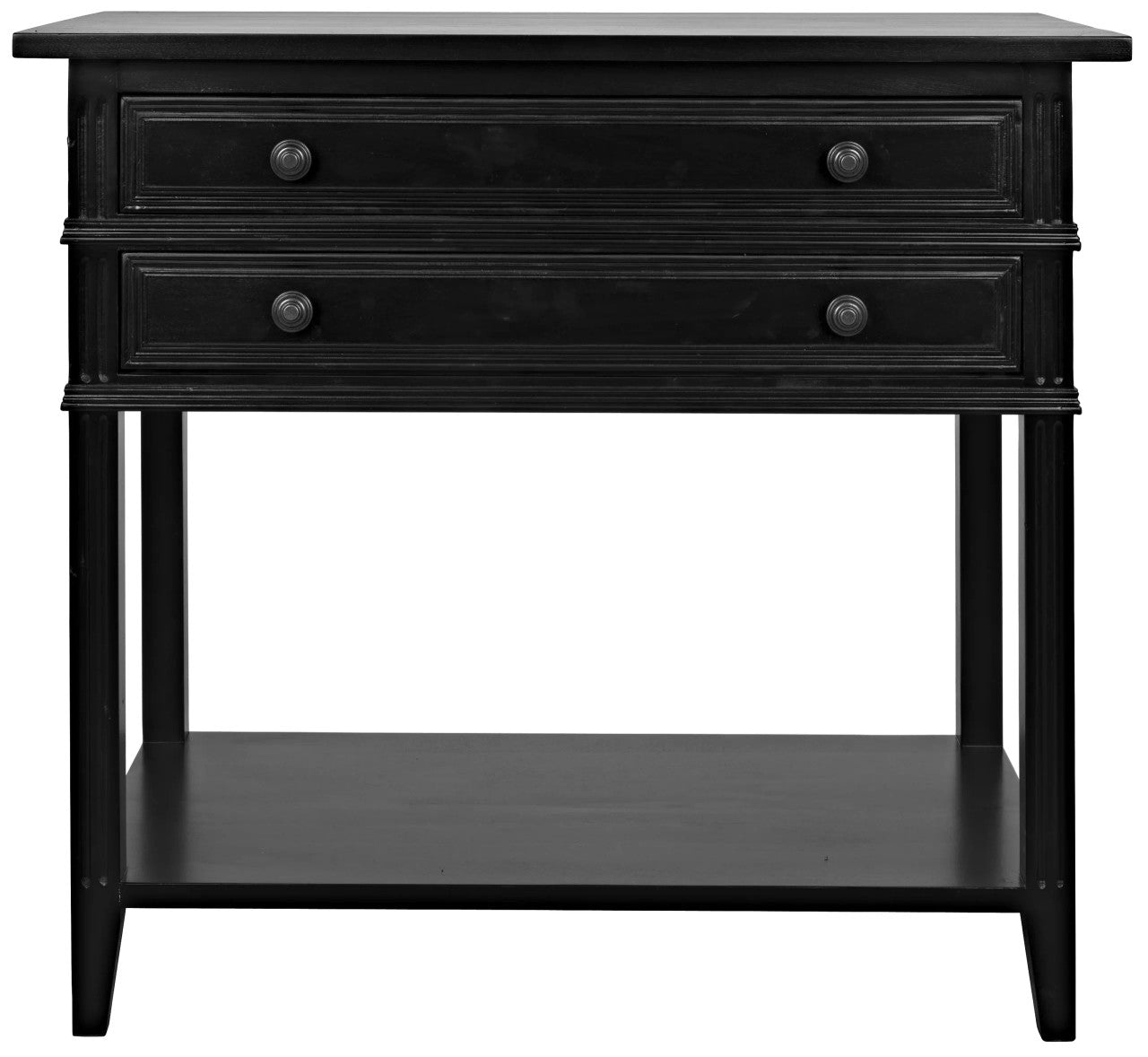 Noir Colonial 2-Drawer Side Table in Distressed Black GTAB237D1