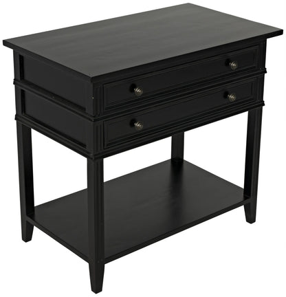 Noir Colonial 2-Drawer Side Table in Distressed Black GTAB237D1