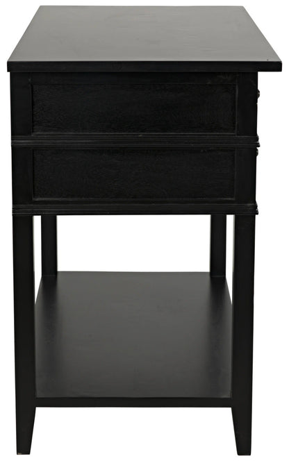 Noir Colonial 2-Drawer Side Table in Distressed Black GTAB237D1