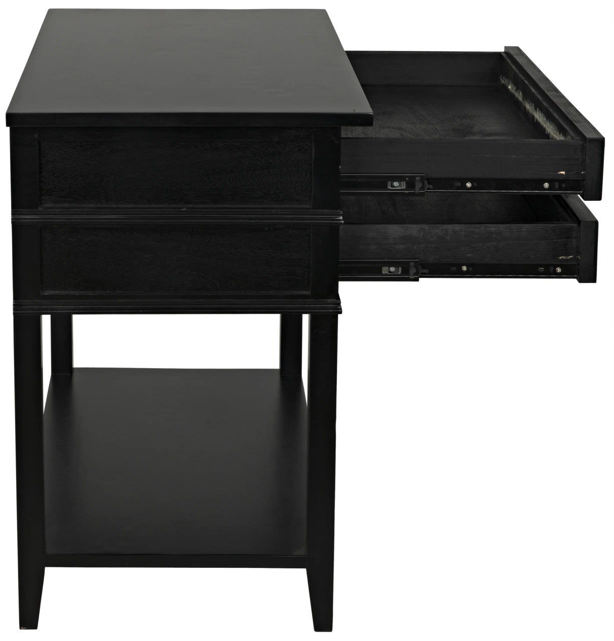 Noir Colonial 2-Drawer Side Table in Distressed Black GTAB237D1