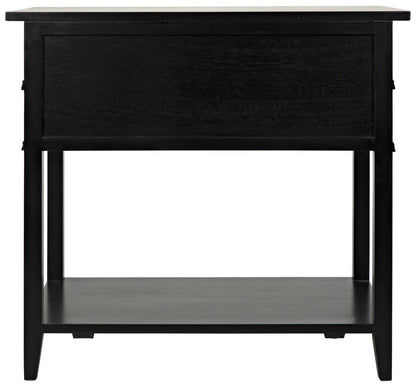 Noir Colonial 2-Drawer Side Table in Distressed Black GTAB237D1