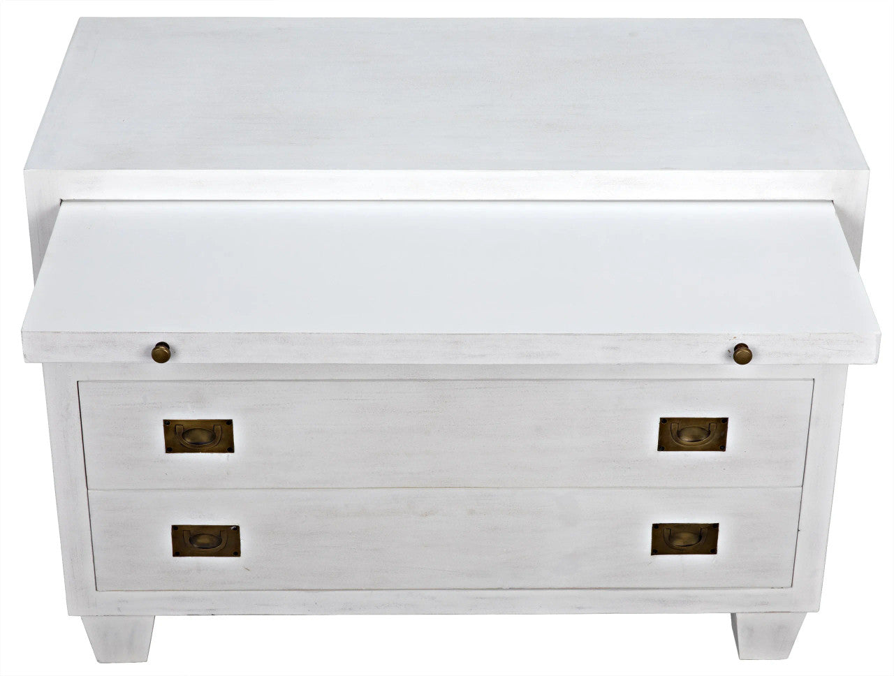 Noir 2-Drawer Side Table with Sliding Tray in White Wash GTAB243WH