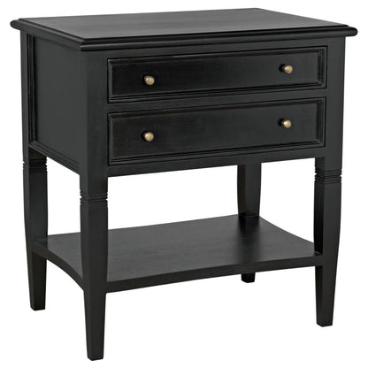 Noir Oxford 2-Drawer Side Table in Hand Rubbed Black GTAB246HB