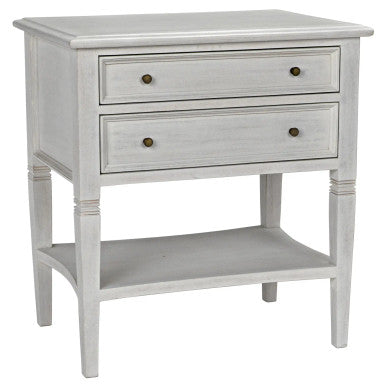 Noir Oxford 2-Drawer Side Table in White Wash GTAB246WH