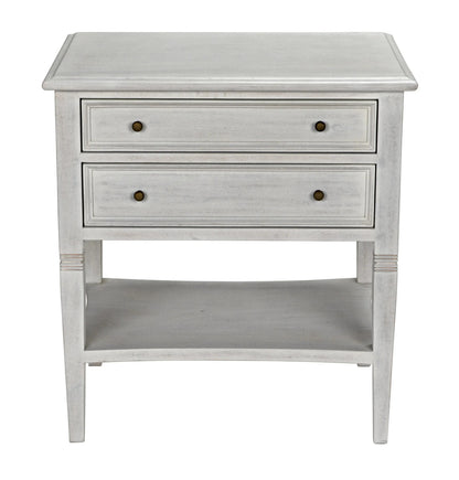 Noir Oxford 2-Drawer Side Table in White Wash GTAB246WH