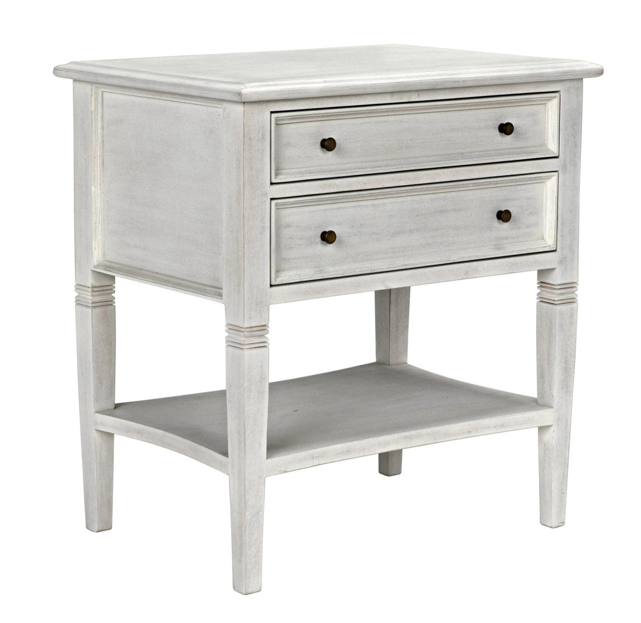 Noir Oxford 2-Drawer Side Table in White Wash GTAB246WH