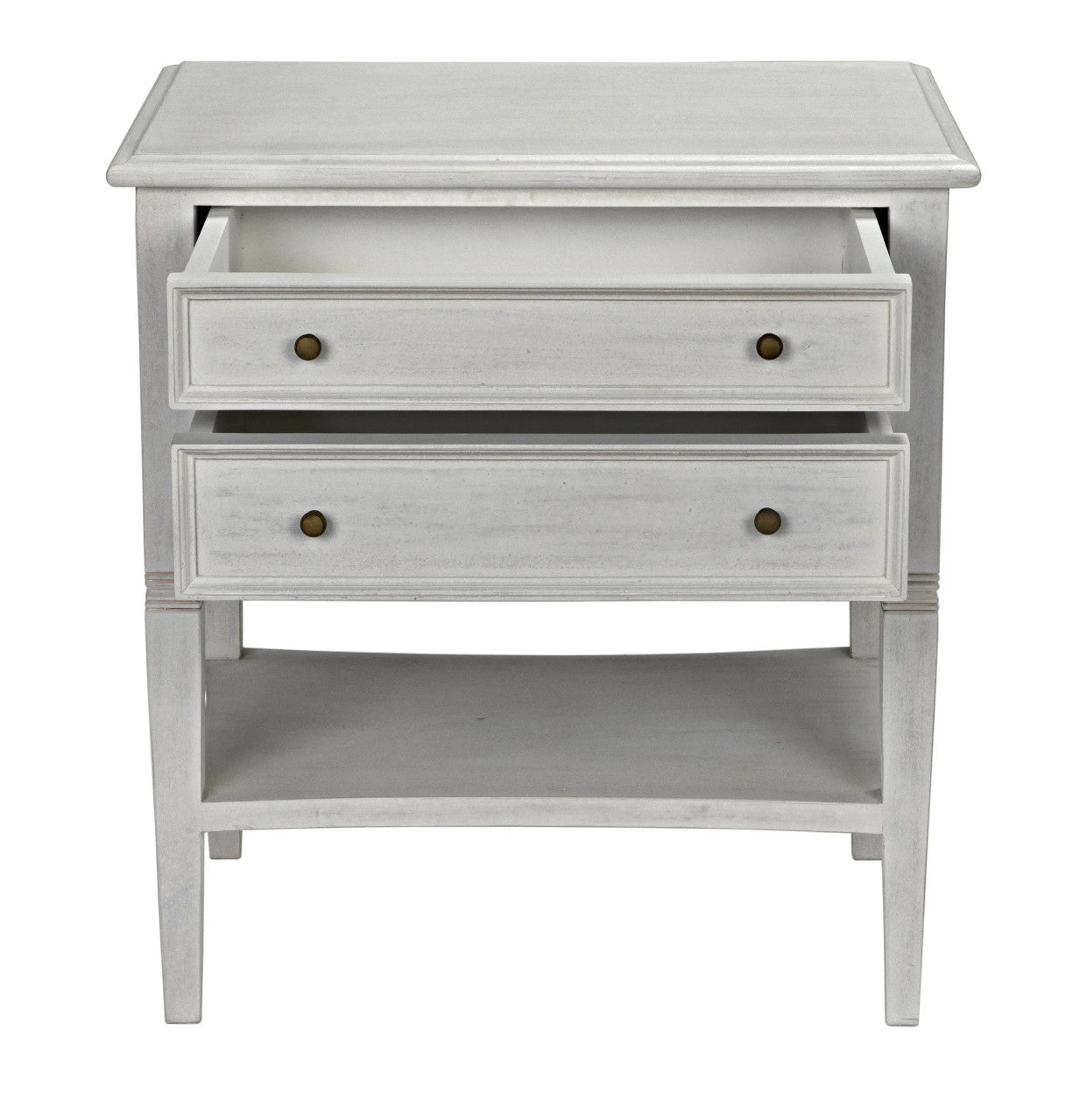 Noir Oxford 2-Drawer Side Table in White Wash GTAB246WH