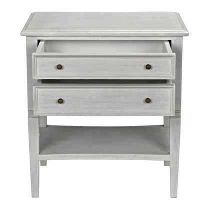 Noir Oxford 2-Drawer Side Table in White Wash GTAB246WH