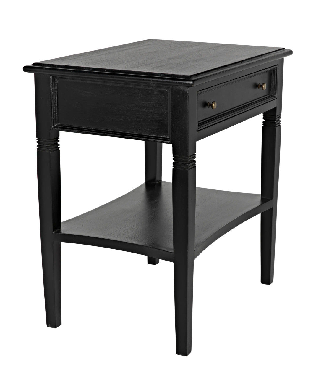 Noir Oxford 1-Drawer Side Table in Hand Rubbed Black GTAB247HB