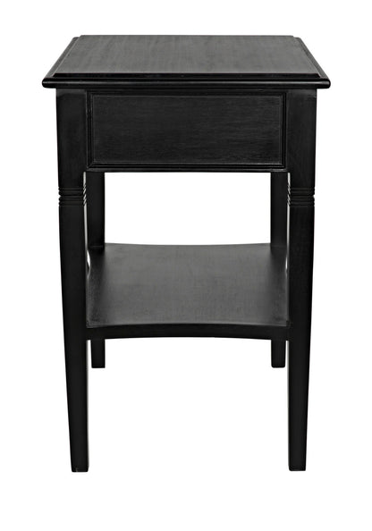 Noir Oxford 1-Drawer Side Table in Hand Rubbed Black GTAB247HB