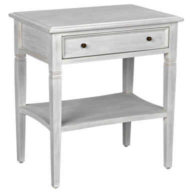 Noir Oxford 1-Drawer Side Table in White Wash GTAB247WH